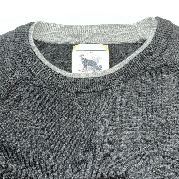 Refectory black knit Sweater L Crew Neck Gray trim British Inspired mens neutral - Picture 6 of 11